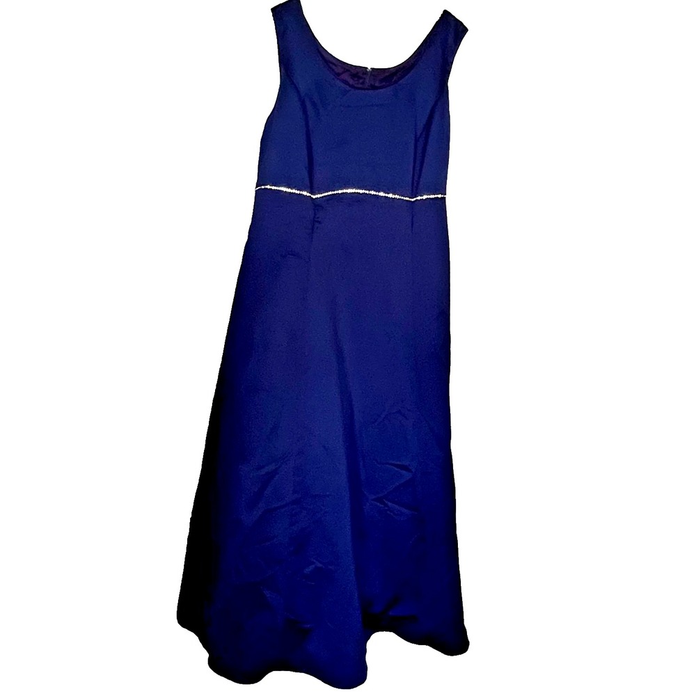 ONYX Nite By Wendye Chaitin Dark Navy Blue Women's Gown‎ Rhinestone Vintage 16